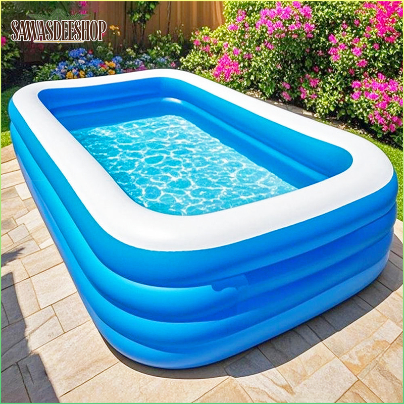 สระน้ํา สระน้ำเป่าลม สระว่ายน้ำเด็ก PVCวัสดุ 2เมตร 3 เมตร 3 ชั้น Swimming Pool ยาวพิเศษ