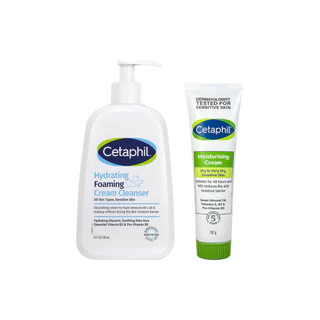 [เซตสุดคุ้ม] Cetaphil Hydrating Foaming Cream Cleanser 236 ml. + Cetaphil Moisturising Cream 100 g (แพ็คเกจใหม่)