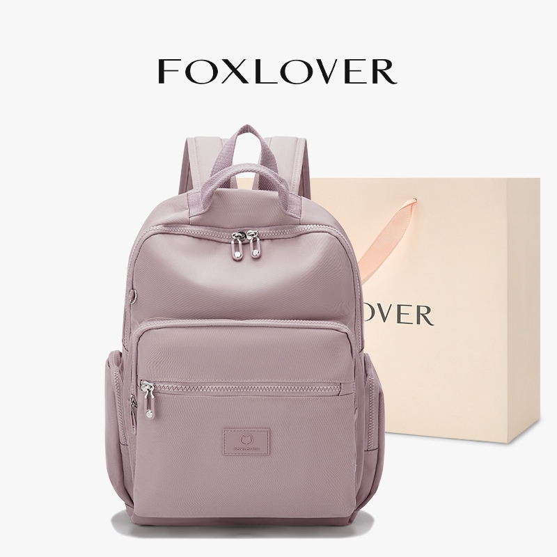 FOXLOVER กระเป๋าเป้สะพายหลังผู้หญิง ดีไซน์เก๋ ทุกแมทช์ ใส่คอม 14.3 นิ้ว จุเยอะ ทำงาน-เที่ยว