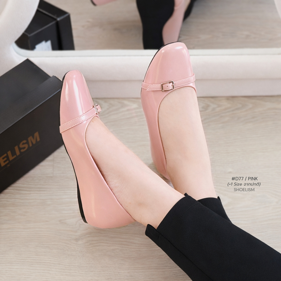 D77 #รองเท้าคัชชู ทรงสวยมีความเกาหลีเกาใจเบาๆ หนังนุ่ม ใส่แล้วเท้าดูเรียว SHOELISM #รองเท้าผู้หญิง