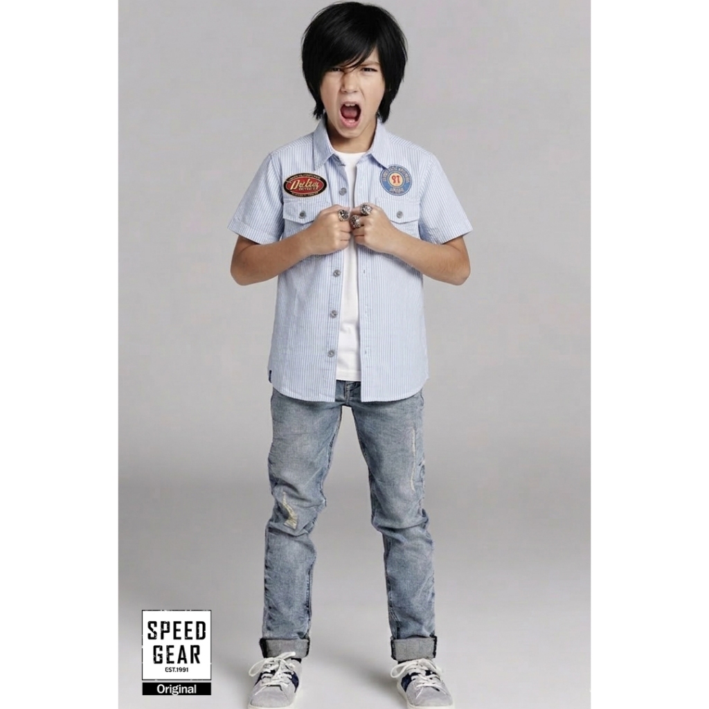 Speed Gear قميص أولاد مقلّم نصف كم — صورة 4