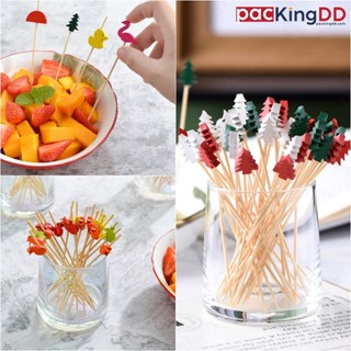 (แพ็ค 100 ชิ้น) ไม้ค็อกเทล ลายผลไม้ 12 ซม. #P750 จิ้มอาหาร เ…