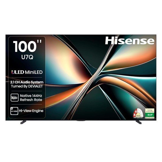 HISENSE 100″ รุ่น 100U7Q TV U7Q Smart TV 4K VIDAA Mini-LED สินค้าใหม่ ประกันศูนย์ 3 ปี