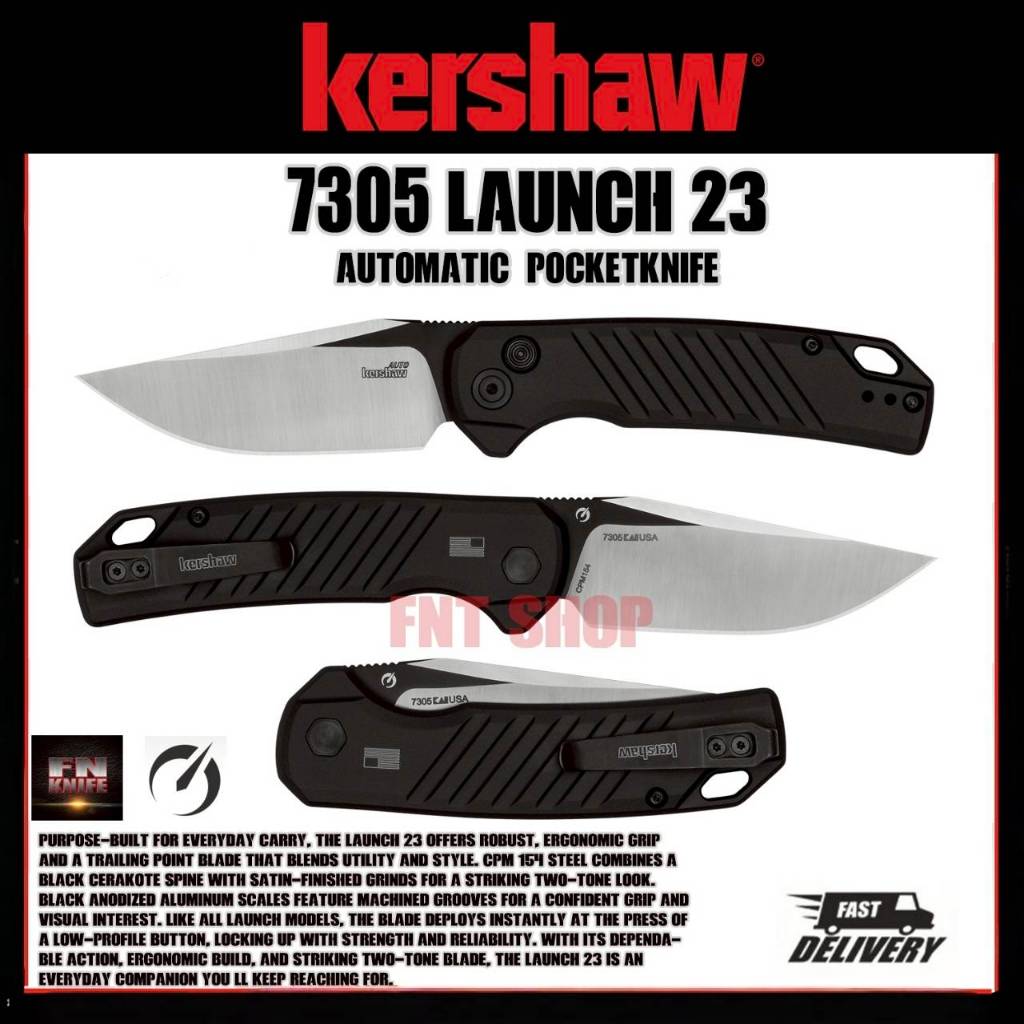 มีดพับ มีดพกพา Kershaw Launch 23 Knife Black Aluminum 7305