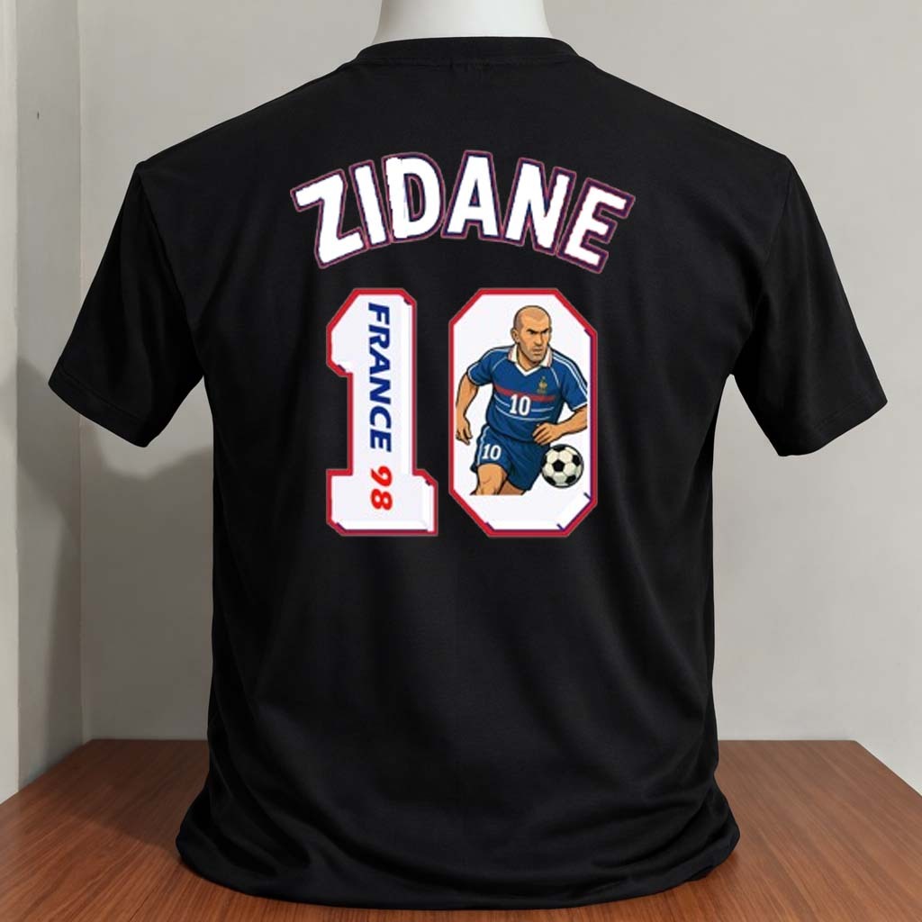 zinedine zidane สีดำ ลายฟุตบอลโลก 1998