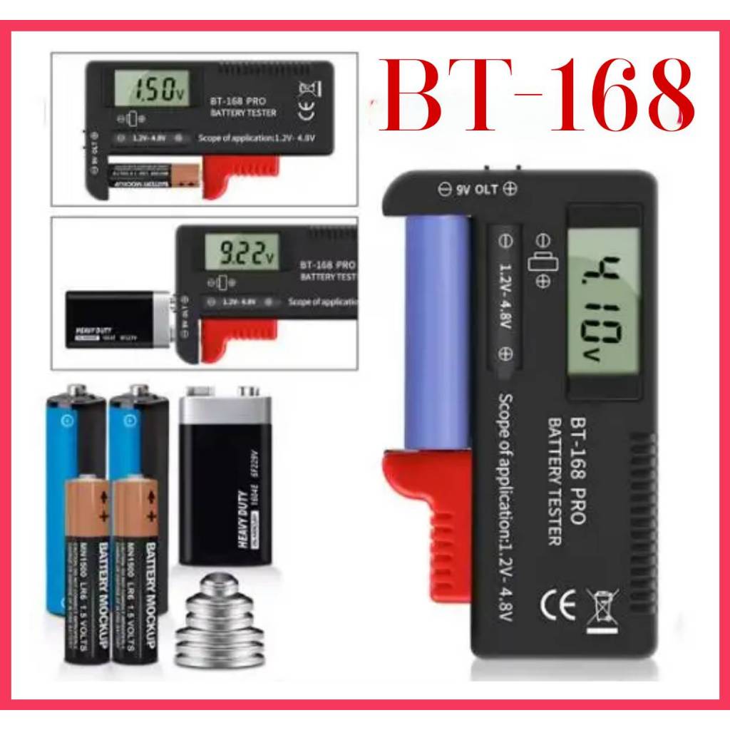 BT168 Battery Tester เครื่องเช็คถ่าน Universal วัดระดับแบตเตอรี่ AA AAA C D 9V