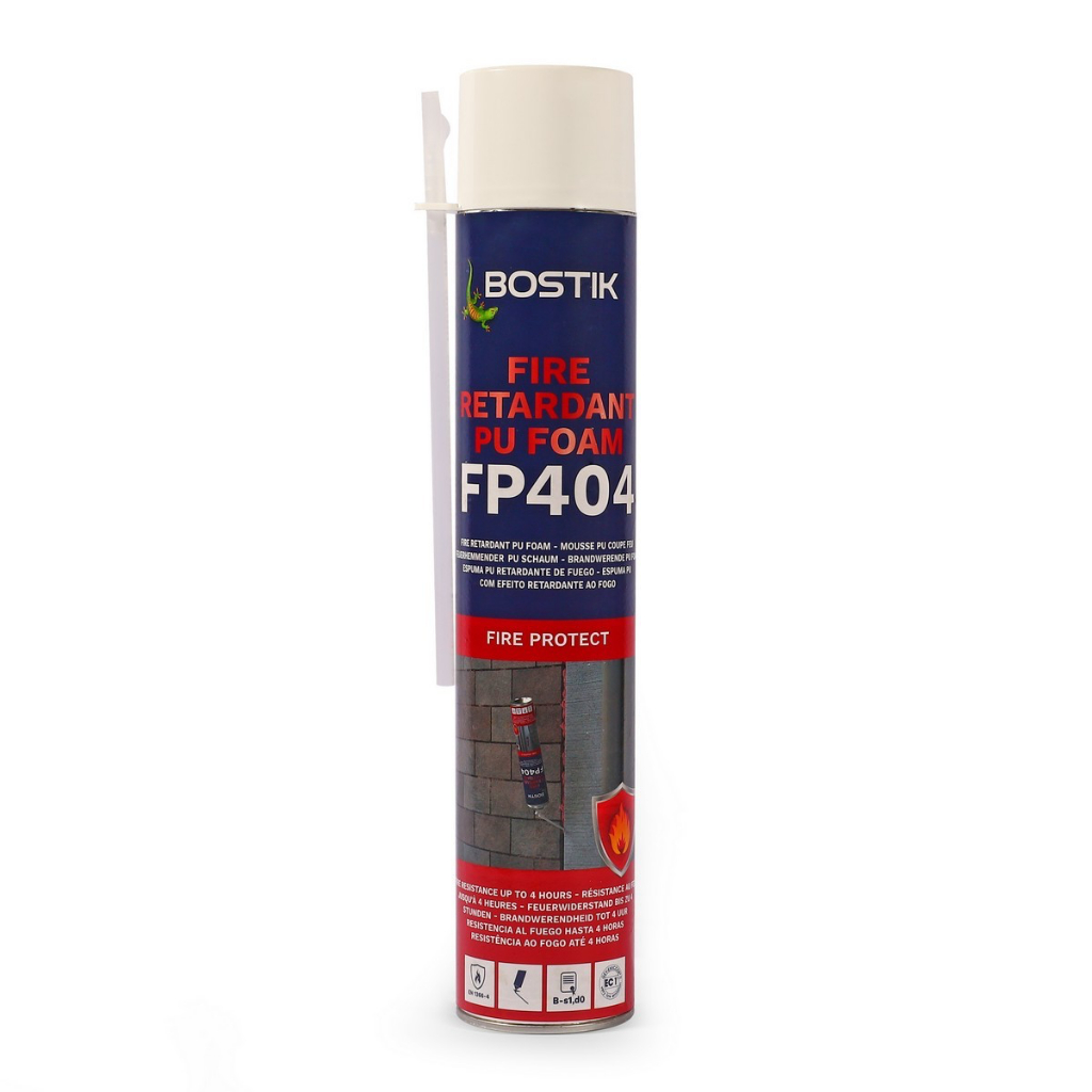 BOSTIK โฟมโพลียูรีเทนกันไฟ FP404 สามารถหน่วงไฟได้ 2 ชั่วโมง สำหรับอุดอุดช่องว่าง งานติดตั้งต่างๆ
