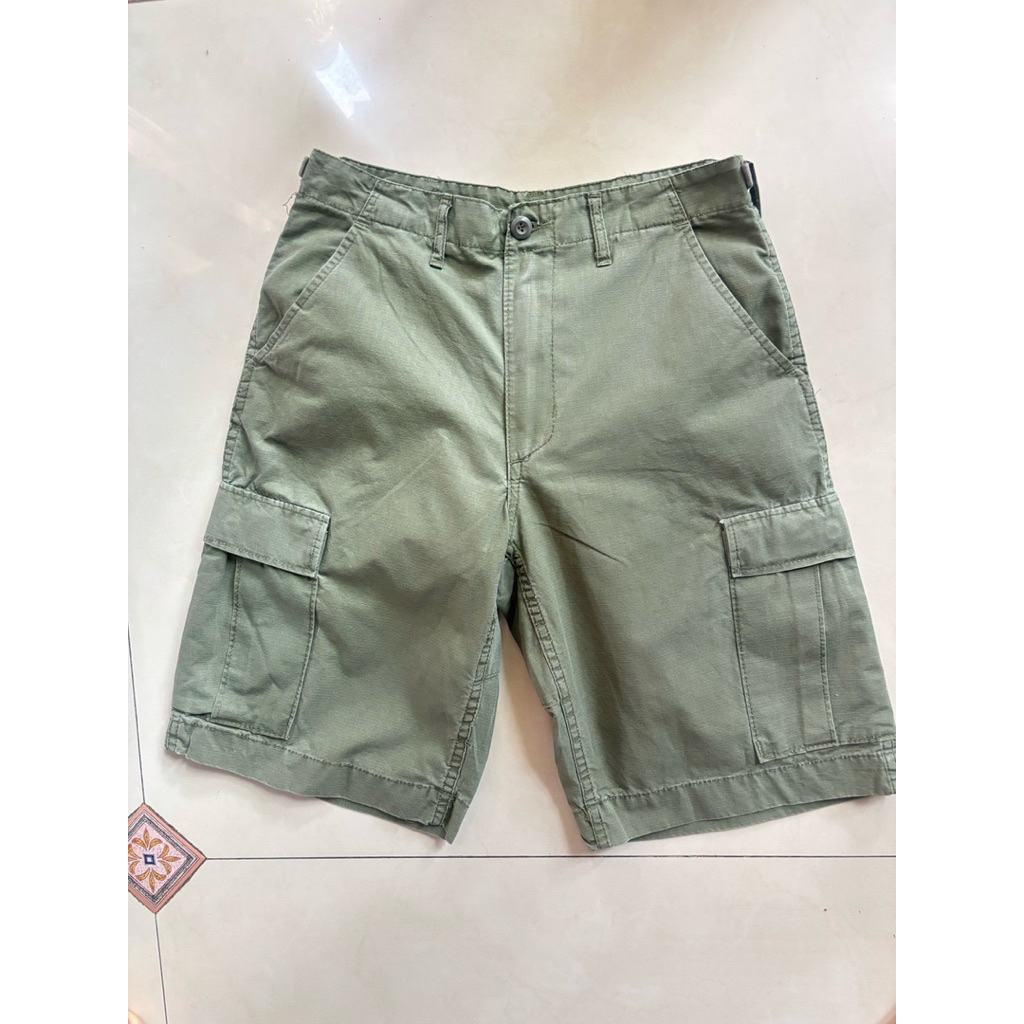 กางเกงทหารสีขี้ม้าขาสั้นก้นใบโพธิ์ผ้าตารางRipstop