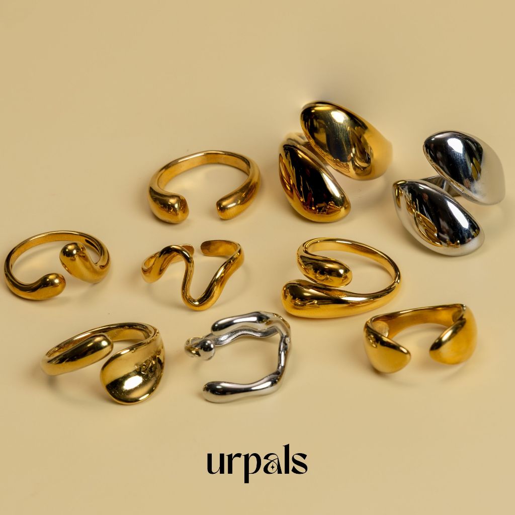 URPALS แหวน Stainless ชุบทอง 18K High Quality ดีไซน์เก๋ ใส่ได้ทุกวัน สไตล์มินิมอล