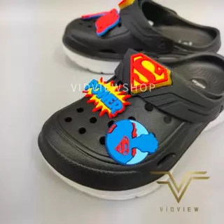 VIDVIEW มีส่งด่วน รองเท้าหัวโตเด็ก Adda 5TD88BB เบอร์ 28-35 แบบสวม พร้อมตัวติดรองเท้า ลาย Superman มีไฟ