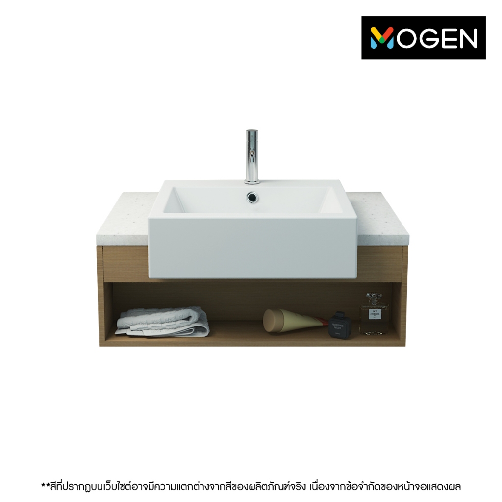 MOGEN รุ่น  LF15080F-N ไฟลท์ เฟอร์นิเจอร์+อ่างล้างหน้า ครึ่งชุด ขนาด 80 ซม. สีลายไม้อ่อน