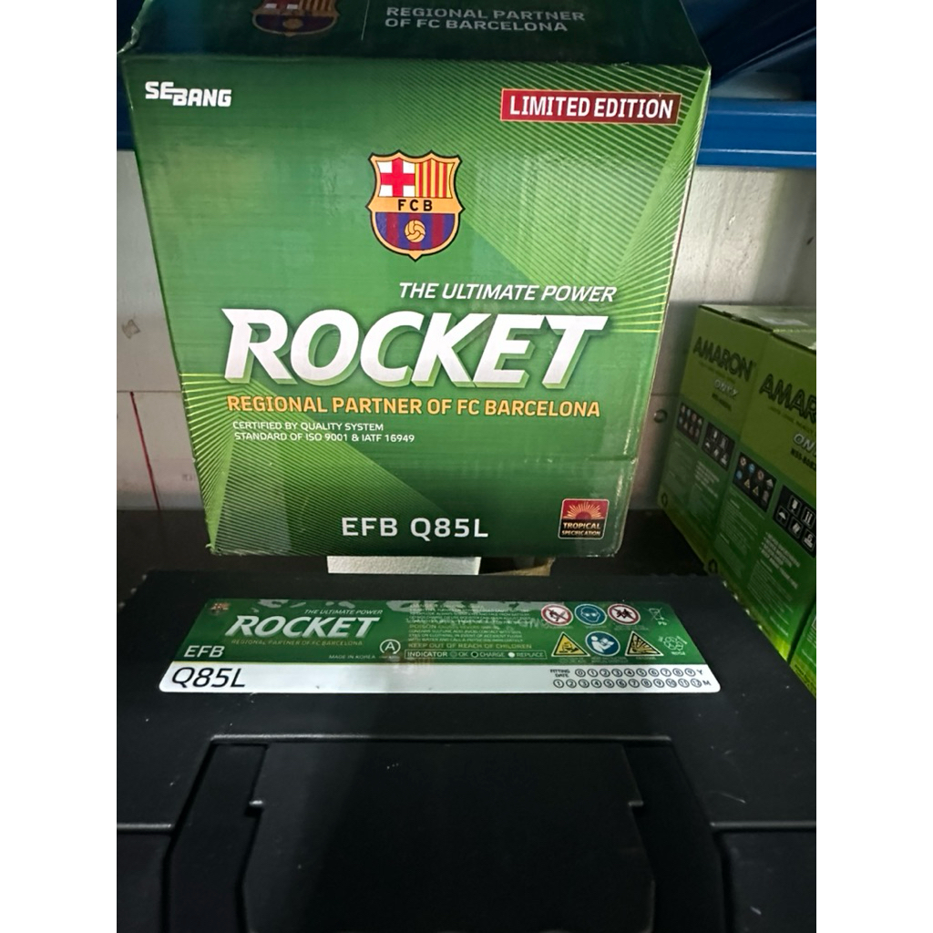 แบตเตอรี่แห้งSMFแท้ ยี่ห้อRocketรุ่นEFBQ85L-70แอมป์