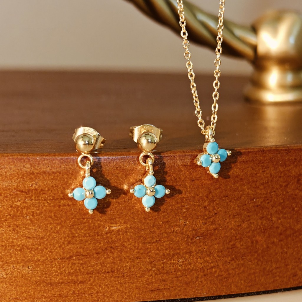 Vachana - Himalayan Blue Poppy Necklace & Earrings Set (สร้อยและต่างหูดอกป๊อปปี้สีน้ำเงินหิมาลายัน)