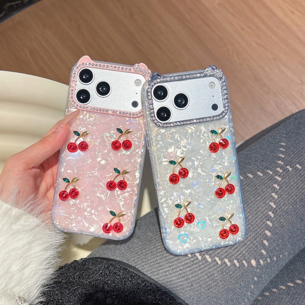 AD609 New case เคสเรซิ่น เชอรี่ ลายน่ารัก สำหรับI11-17PM กันกระแทกได้ สินค้าพร้อมจัดส่งจากไทย