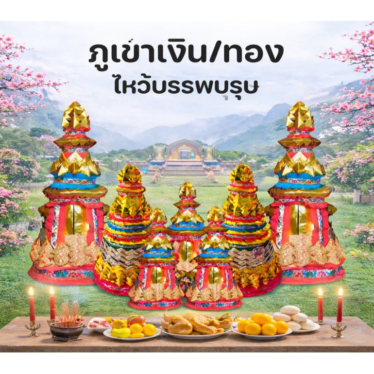 กระดาษไหว้ (ภูเขา3กษัตริย์)(ขายเป็นคู่)กิวซัว ไหว้บรรพบุรุษ ภูเขาเงิน ภูเขาทอง ไหว้บรรพบุรุษ เชงเม้ง