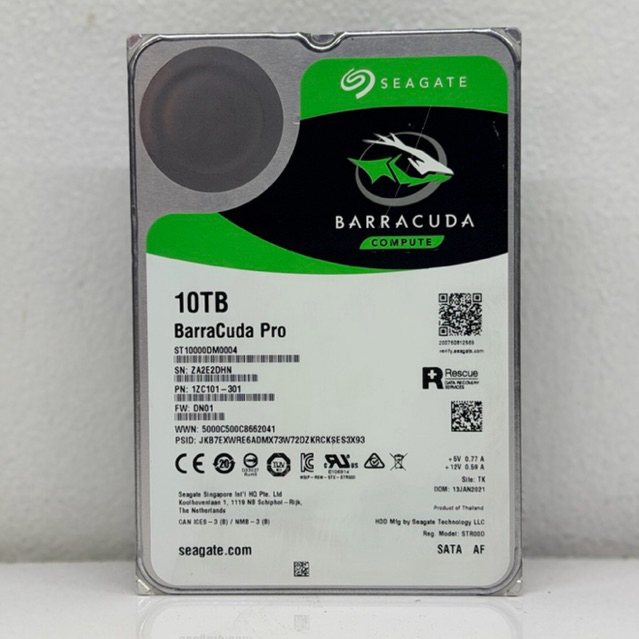 HDD 3.5 10 TB 10Tb SATA-III Seagate BARRACUDA PRO (256MB,7200RPM,ST10000DM0004) ใช้งานปกติ สุขภาพดี 