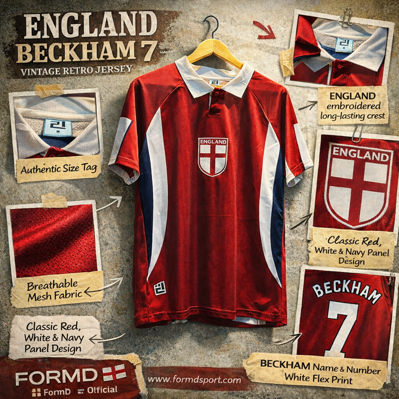 ใหม่  !! เสื้อฟุตบอลอังกฤษ1998 ชุดเยือน CONVERT สีแดงใส่สบาย S-4XL ส่งสินค้าจากไทย Design By FormD