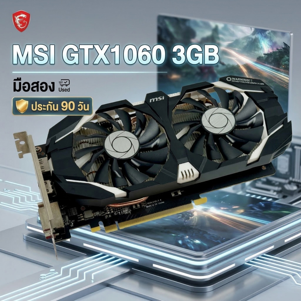 🔥 [มือสอง] การ์ดจอ MSI GTX 1060 3GB OC ประกัน 90 วัน สภาพดีเยี่ยม 🔥