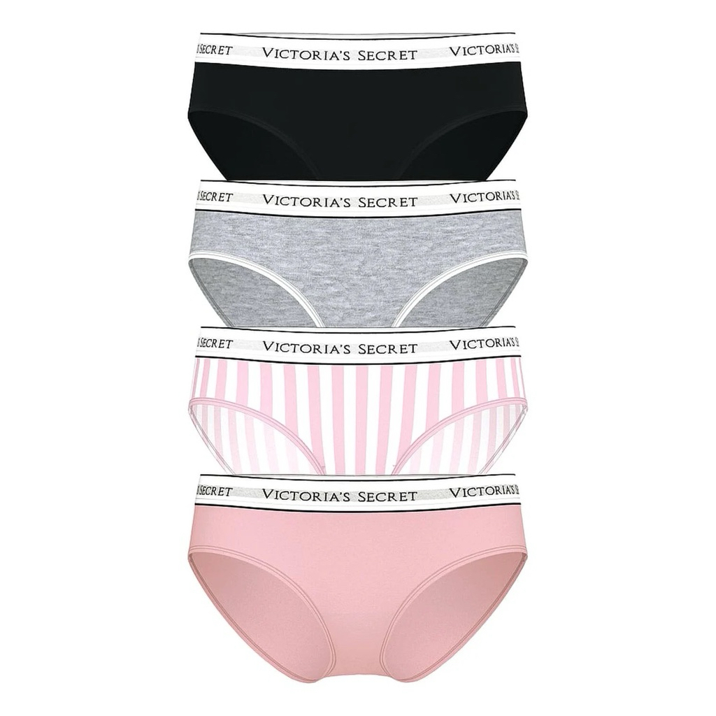 พร้อมส่ง💨 กางเกงในวิคตอเรีย กางเกงใน Victoria’s secret 4-Pack Logo Cotton Hiphugger Thong