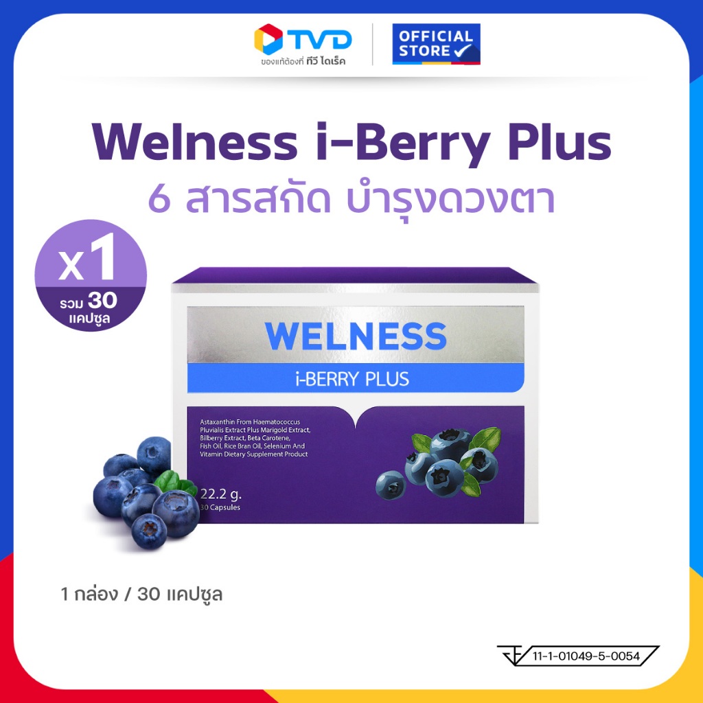 TV Direct - [ 1 กล่อง ] WELNESS I-BERRY PLUS ดูแลดวงตา [ 30 cap ]