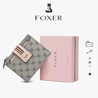 FOXER กระเป๋าสตางค์ผู้หญิง กระเป๋าสตางค์หนังแท้ ที่ใส่บัตรเครดิต กระเป๋าใส่เหรียญ ความจุขนาดใหญ่