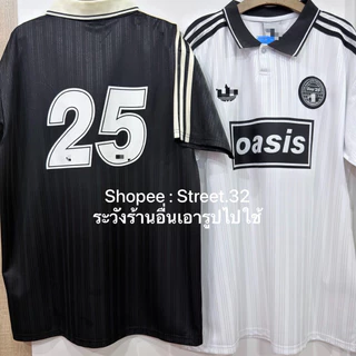 Street.32 เสื้อยืด คอปก ผ้ากีฬา ถ่ายจากสินค้าจริง oasis x das สีเขียว สีดำ สีขาว