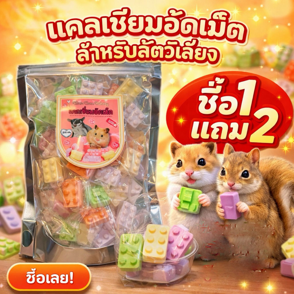 แคลเซี่ยมอัดเม็ดสำหรับสัตว์เลี้ยง ชื้อ 1 ชิ้น เเถม2 ชิ้น