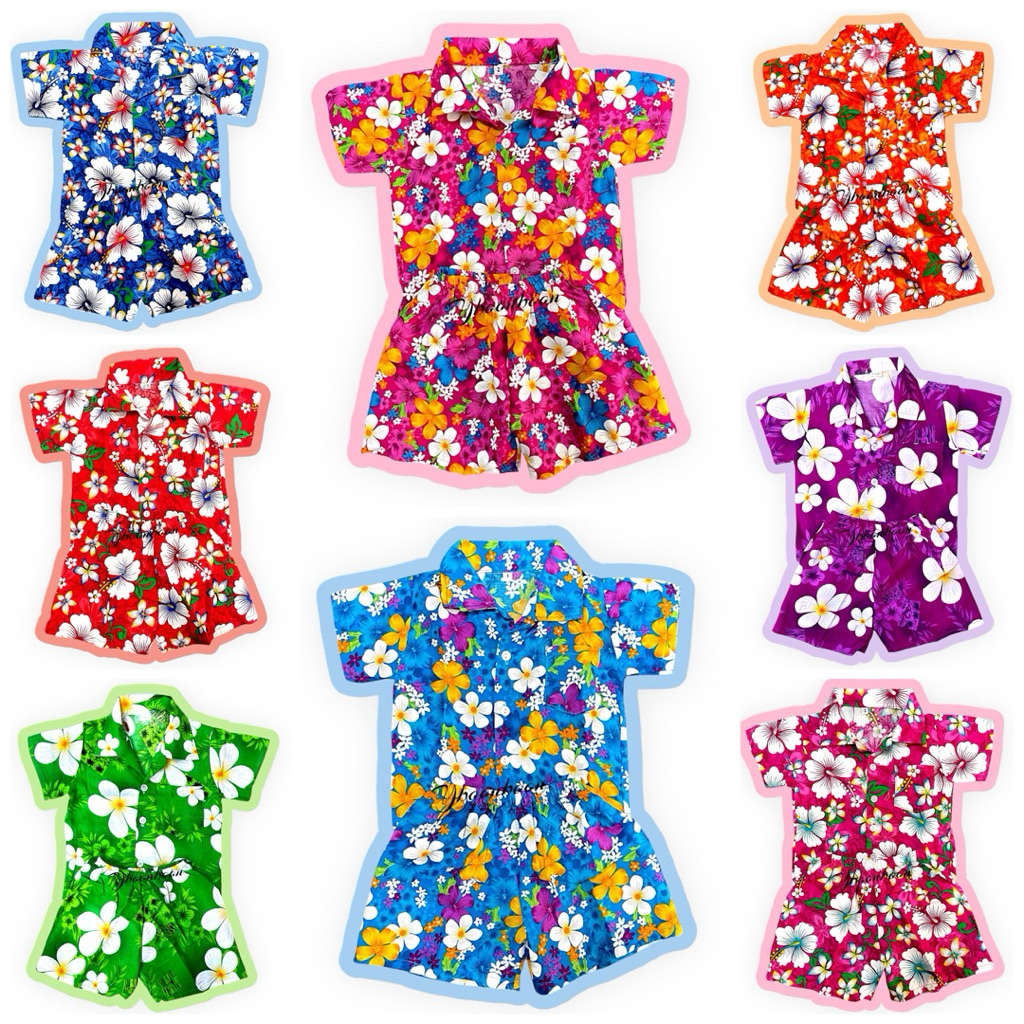 ชุดฮาวายเด็ก ชุดลายดอกเด็กอ่อนเด็กเล็ก ชุดสงกรานต์เด็กเล็ก น้ำหนัก3-10โล (จัดส่งตามโทนสีคละลายดอก)