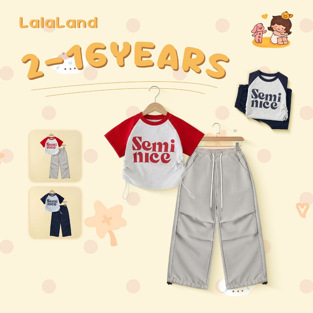 2-14 ปี เสื้อยืดคอกลม+กางเกงเด็กผู้หญิง พิมพ์ลายน่ารัก แฟชั่นฤดูร้อน สไตล์เกาหลี ชุดเซ็ตแฟชั่นเด็กผู้หญิง านุ่มใสสบายฯ