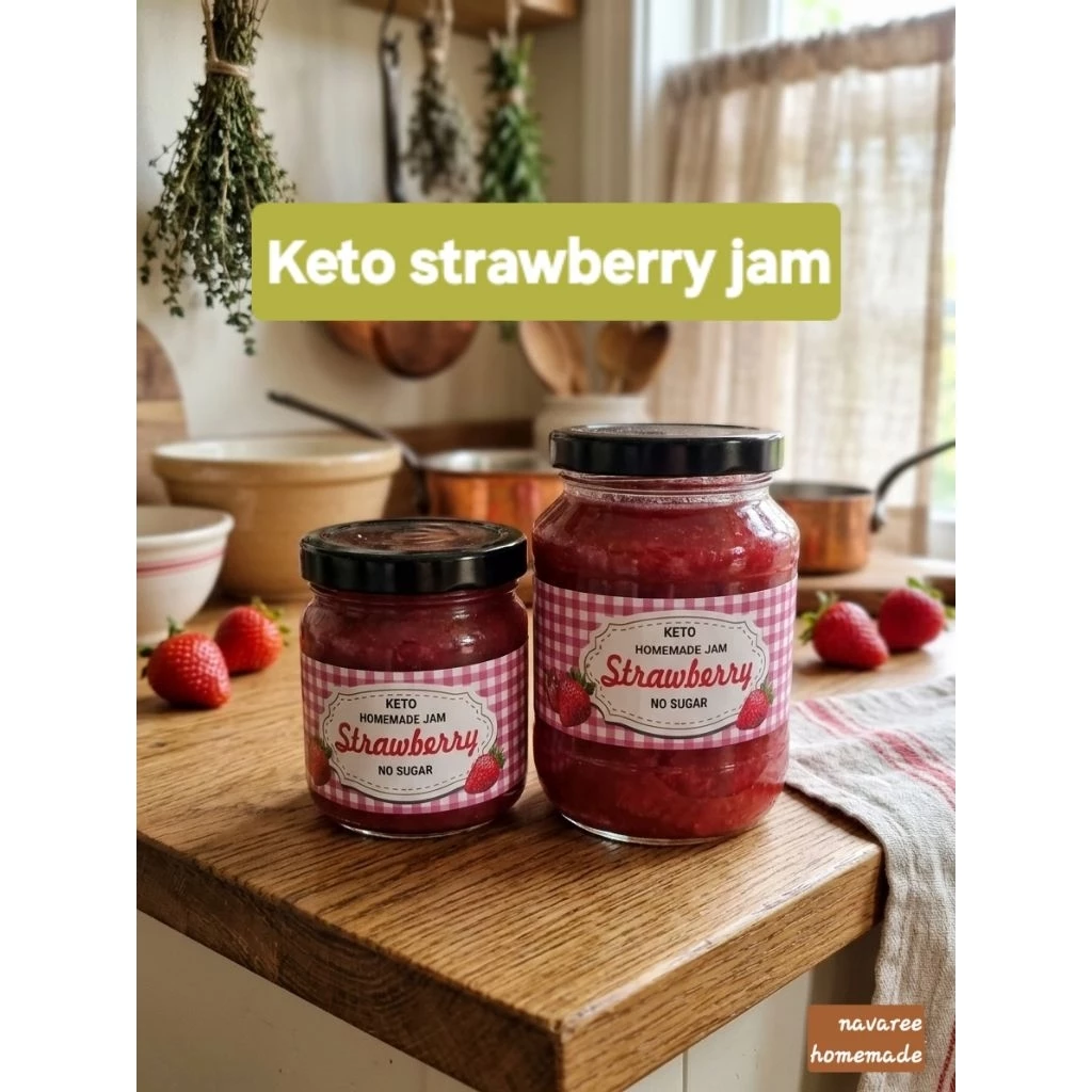 แยมสตอเบอรี่คีโต 200 , 360 ml. Keto strawberry jam no sugar ไม่มีน้ำตาลเบาหวานทานได้ เจ,คลีน ควบคุมน้ำหนักทานได้