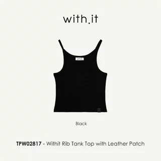 Withit Rib Tank Top with Leather Patch เสื้อสายเดี่ยว - TPW02817