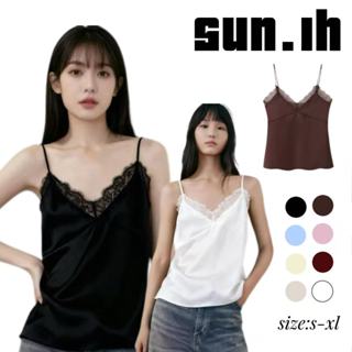 SUN🛍️พร้อมส่ง🛍️เสื้อสายเดี่ยวคอวีเปิดหลังสุดเซ็กซี่ ตกแต่งด้…