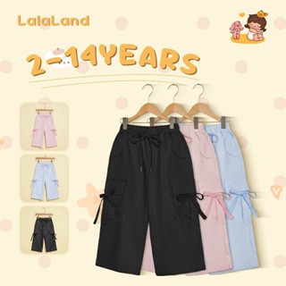 2-14 ปี กางเกงคาร์โก้เด็กหญิง ขากว้าง เอวยางยืด สไตล์เกาหลี …