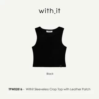Withit Sleeveless Crop Top with Leather Patch เสื้อกล้ามครอป - TPW02816