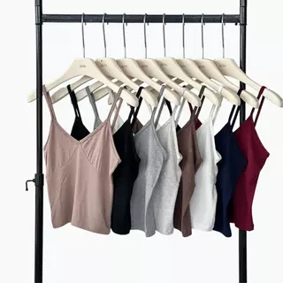 Atipashop - Elva V Tank เสื้อสายเดี่ยวคอวี ผ้าเรย่อน ใส่สบาย