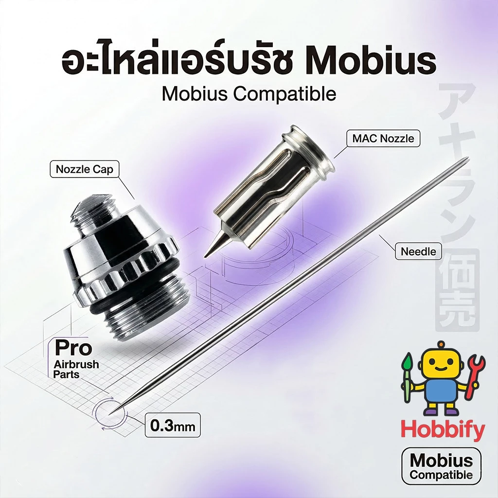 ✨ อะไหล่แอร์บรัช Gaahleri Mobius (เข็ม นมหนู ปลอก โอริง) Premium Series งานพ่นเนียน คุมเส้นคมชัดระดับโปร 🎨