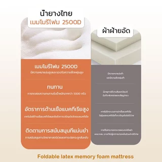 WEICEE ที่นอนยางพารา ของแท้100% ที่นอน ลาเท็กซ์ + เมมโมรี่โฟม สัมผัสนุ่มแน่น การสนับสนุนที่เพียงพอ