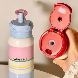 กระติกน้ำลายการ์ตูน ขวดน้ำเก็บเย็น/ร้อนได้ ขนาด650ML เกรดดีSUS316 ทนทาน ไม่มีใอน้ำ มีหลอดในตัว ขวดน้ำพกพาน่ารักๆมีหูหิ้ว