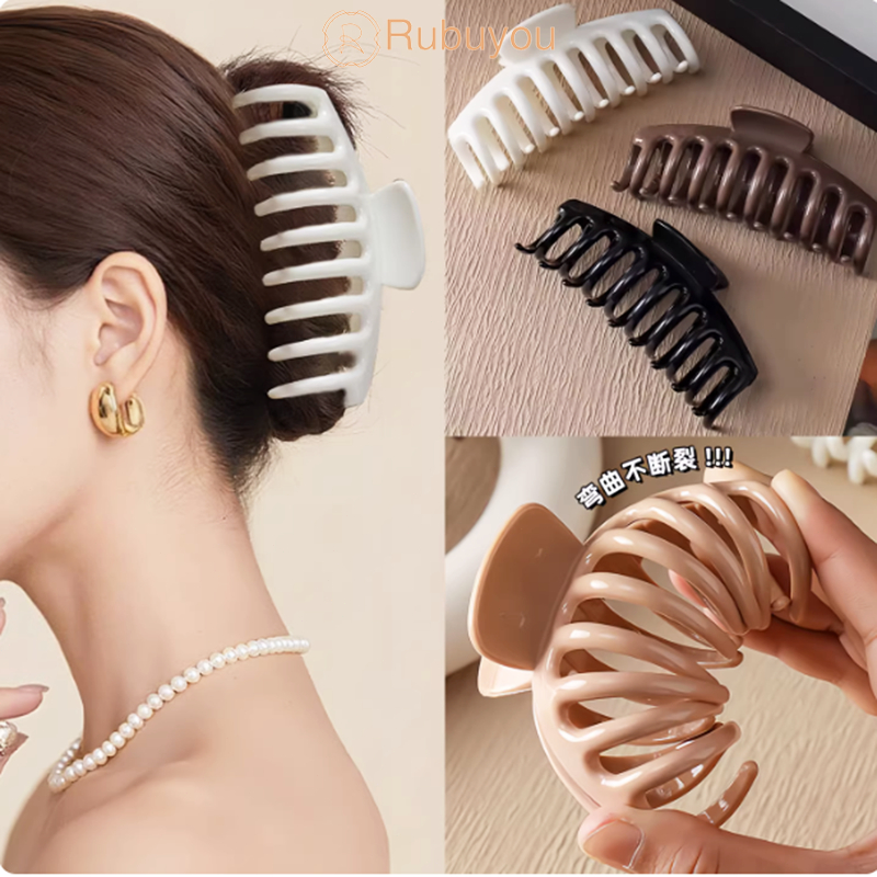 Rubuyou คลิปหนีบผม ซิลิโคน น้ำหนักเบา เกาหลี เรียบง่าย ทนทาน ไม่ทำให้เจ็บหนังศีรษะ กิ๊บหนีบผม สำหรับผู้หญิง -COD