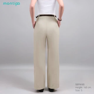 Montipa กางเกงทรงกระบอกกลาง ซิปข้าง แต่งหูเข็มขัดและขอบเอวในตัว ผ้า Iron Free RJPWI85