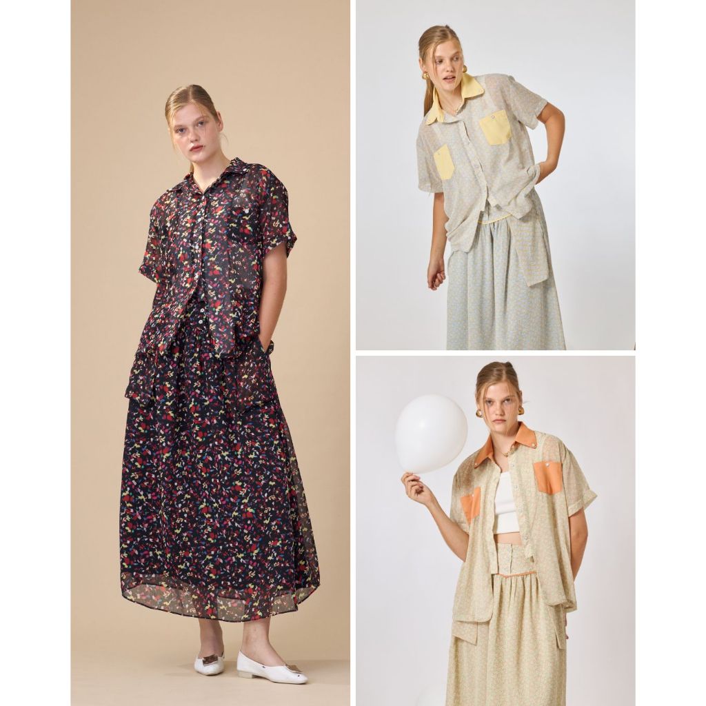 (ลดราคาสินค้า50%จาก1190)-Chita studio - Poppy blooming maxi skirt กระโปรงยาว