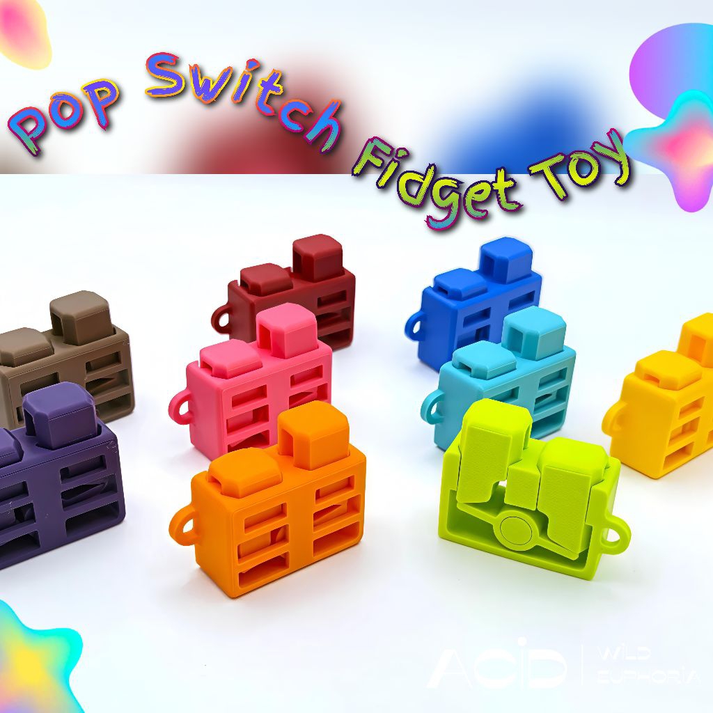 พวงกุญแจ Pop switch fidget toy ของเล่นคลายเครียด (ปริ้น 3D)