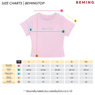 Bemingtop1138(S-2XL)-BEMING Baby Tee Ver.2 - เสื้อ BabyTee ดีเทลโลโก้ BEMING ปักเพชรกลางอก