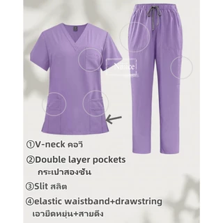 เสื้อ+กางเกงNew Scrub ชุด Unisex ผู้ชายและผู้หญิง Quick-Drying เสื้อยืดผ่าตัดเสื้อผ้าช่องปากพยาบาลหมอเสื้อผ้าทํางานสัตว์