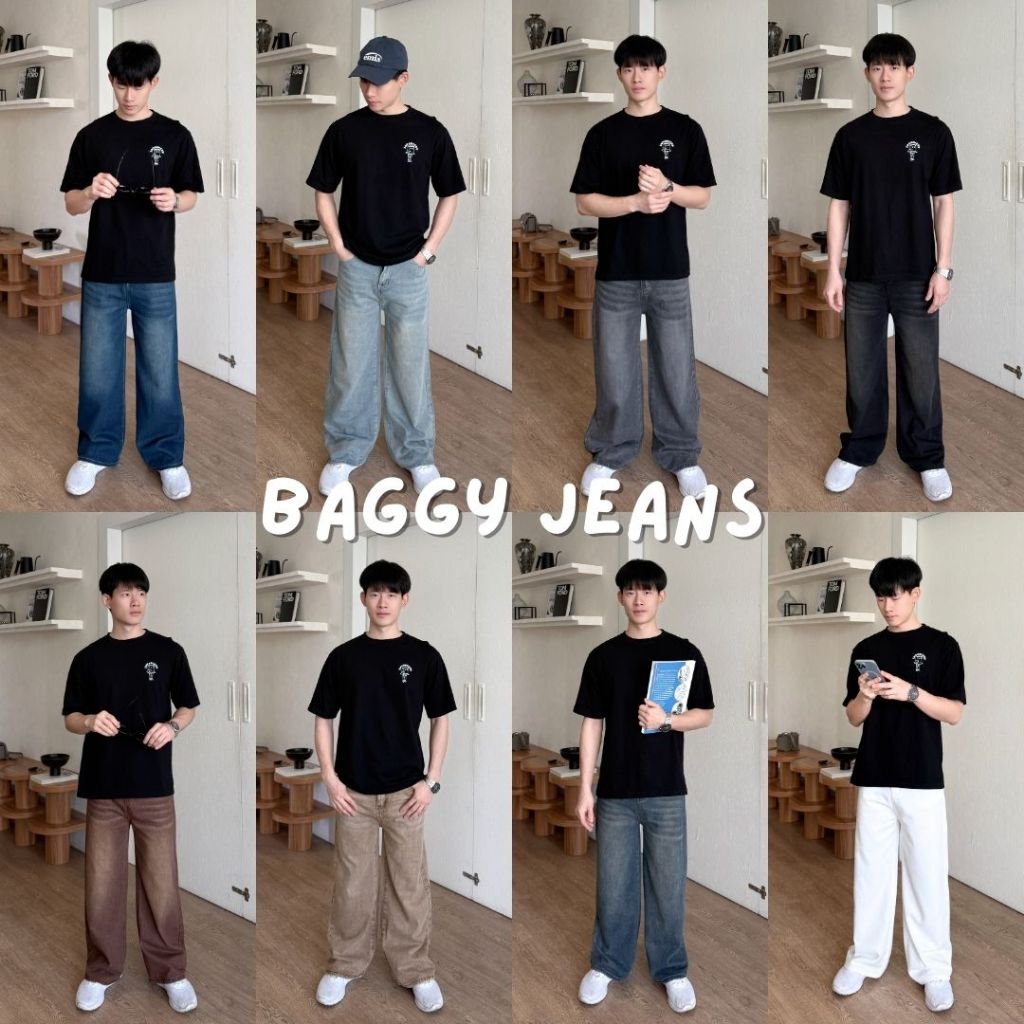 Beberlin กางเกงยีนส์ผู้ชาย ขากระบอกใหญ่ ทรงแบ็คกี้ รุ่น Baggy Jeans / No : 1007