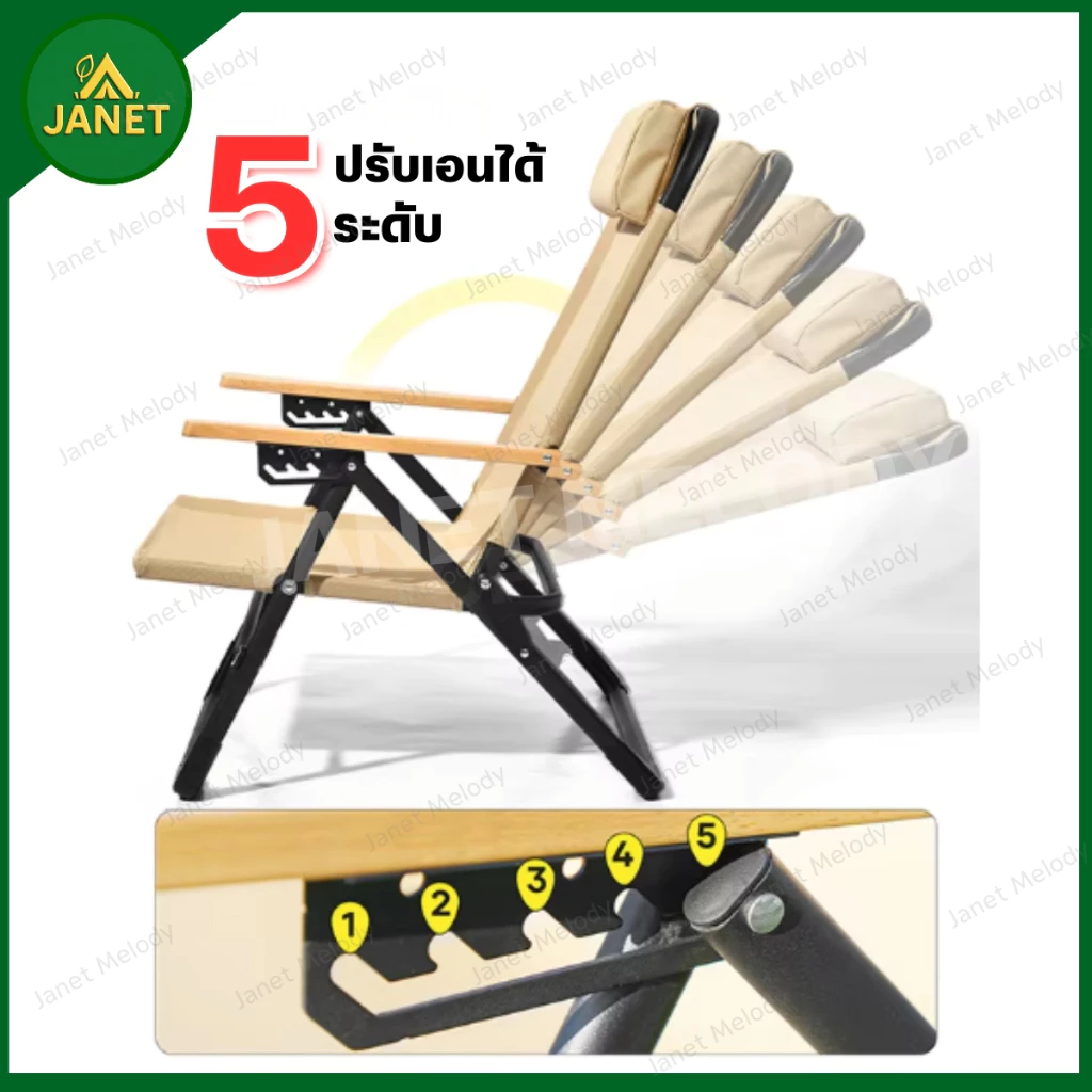 TOP SUN Janet เก้าอี้แคมป์ปิ้ง kermit chair รุ่น ปรับนอน 5 ระดับ เก้าอี้พับได้ เก้าอี้สนาม thumbnail 6