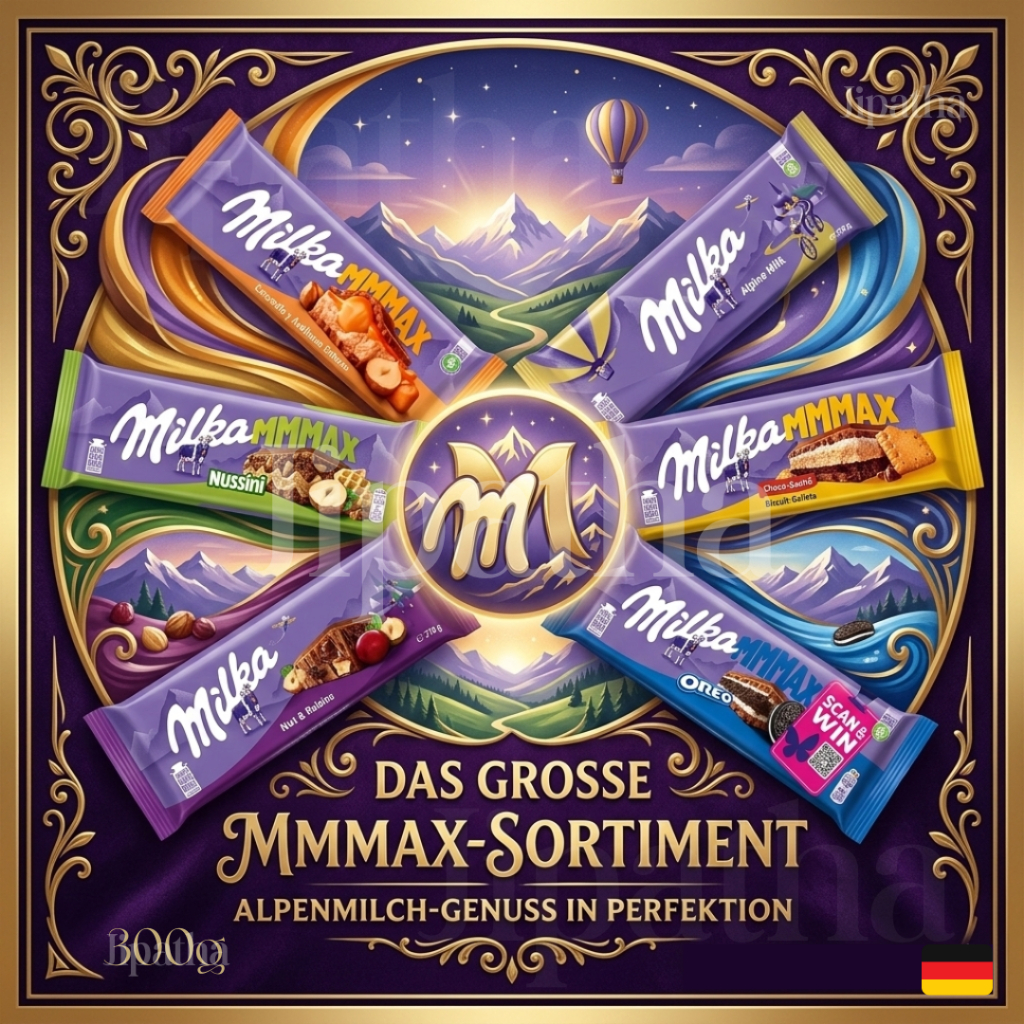 Milka MMMAX ช็อกโกเเลตแท่งขนาดใหญ่ 6 ไส้ น้ำหนัก 270-300g สินค้าจากประเทศเยอรมนี
