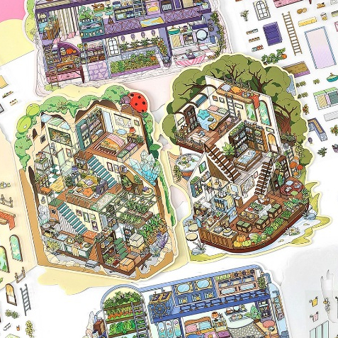 ส่งด่วน กทม. Deco Scene Stickers สติกเกอร์ฉาก DIY บ้านต้นไม้ บ้านใต้ดิน Infeel.me