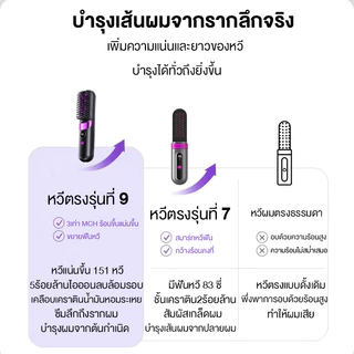 【รับประกัน5ปี】หวียืดผมไฟฟ้า ร้อนเร็ว 3in1 มีไอออนเคราตินบำรุงผม ซี่หวีเคลือบไม่ลวกหน้าและมือ ได้หวีไฟฟ้า หวีไฟฟ้าไร้สาย
