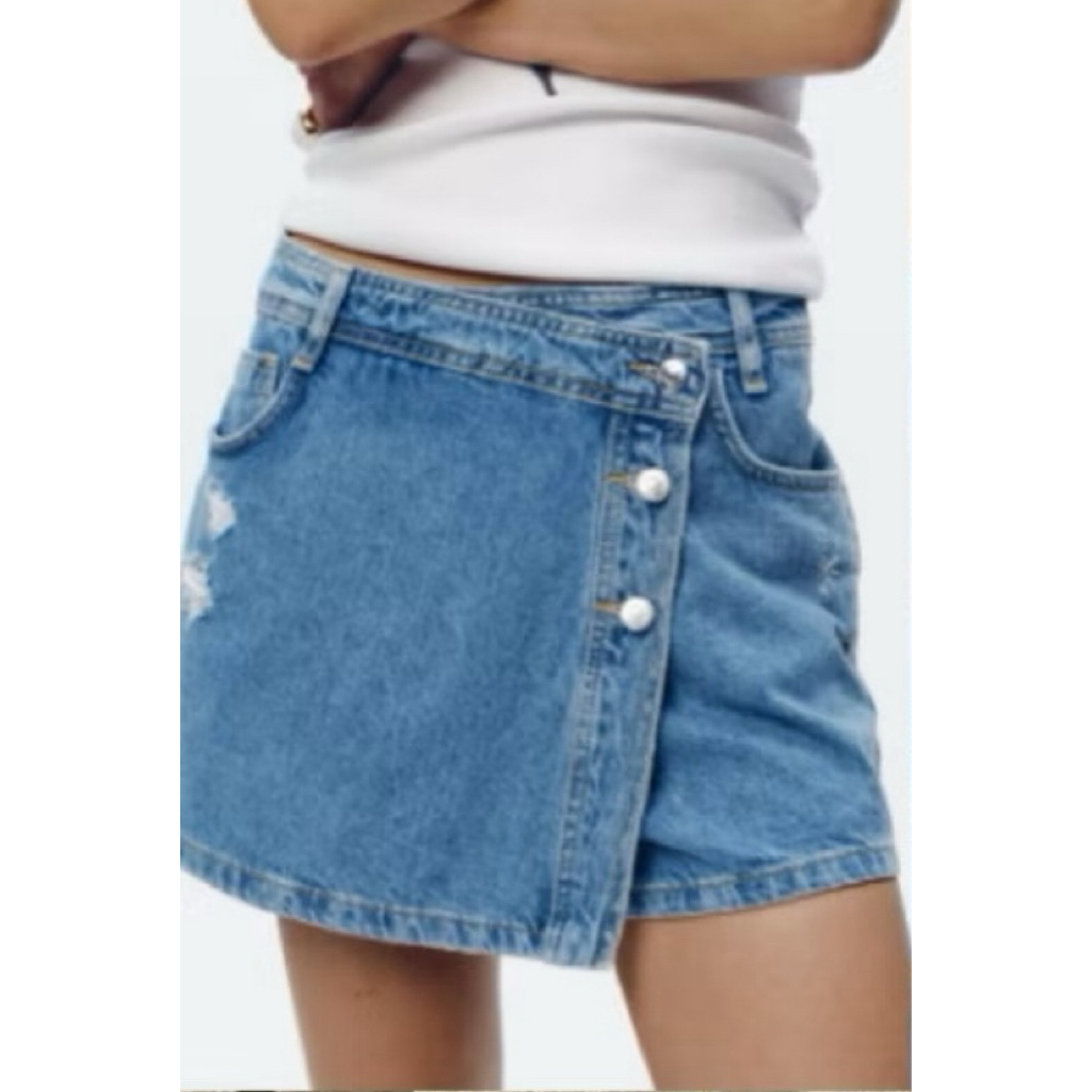 ใช้โค๊ดลด15-25%ได้นะคะZara🩵🪡กระโปรงกางเกงทรงน่ารักมากกๆ EUR S ผ้ายีนส์สวยๆ แท้แน่นอน แท็กครบ